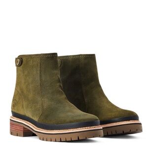 Ariat Green Suede Leighton Waterproof Ankle Boots
